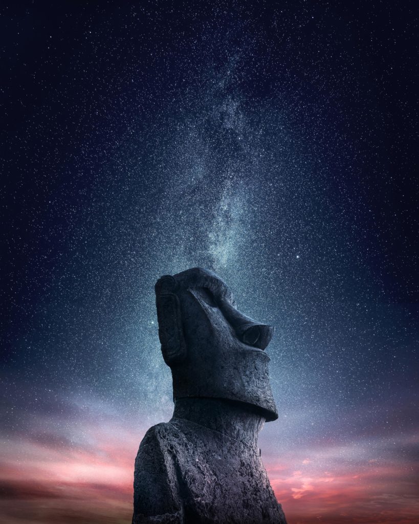 Moai Head at Night Easter Island by Grafixart_photo artFido