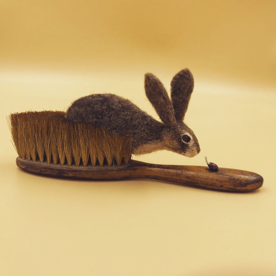 Needle Felt Artist Brings Old Brushes Back To Life In A Spectacular Way