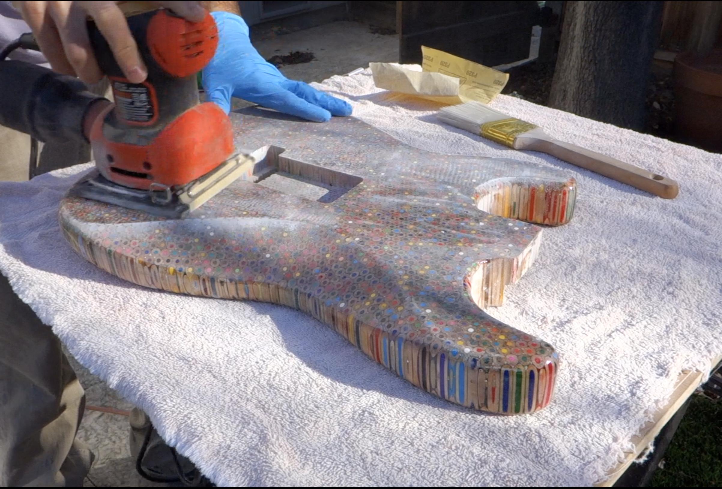 Artist Builds An Electric Guitar Out of 1200 Colored Pencils artFido